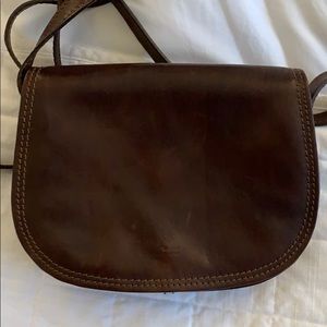 Italian leather brown crossbody bag